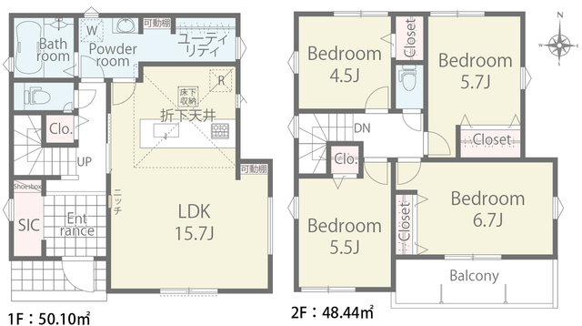 リナージュネクスジー厚木市妻田西１丁目０１期の見取り図
