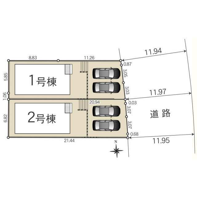 【販売中物件：1号棟、2号棟】