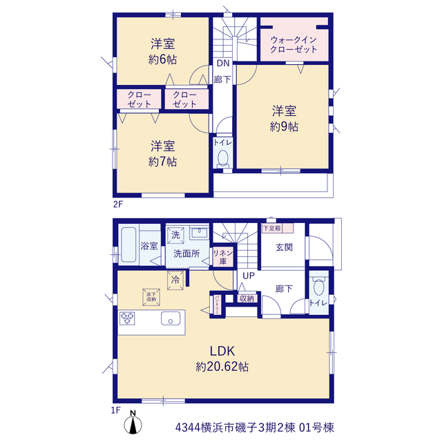 グラファーレ4344横浜市磯子３期２棟の見取り図