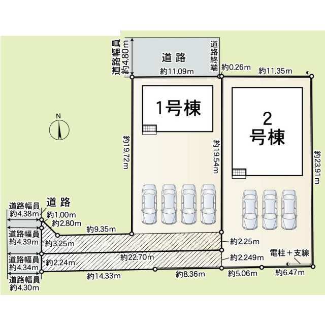 【販売中物件：1号棟、2号棟】
