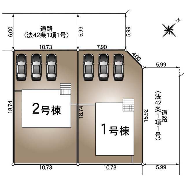 【販売中物件：1号棟、2号棟】