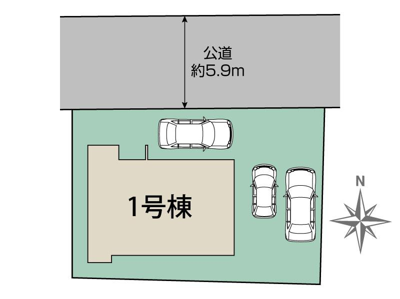 生駒郡斑鳩町法隆寺西3丁目1棟 区画図 【販売中物件：1号棟】