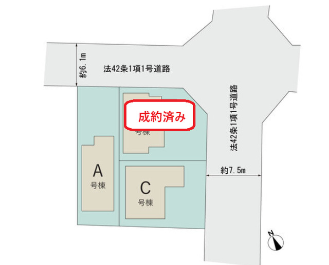 全体間取り図でです♪

 【販売中物件：A号棟、C号棟】