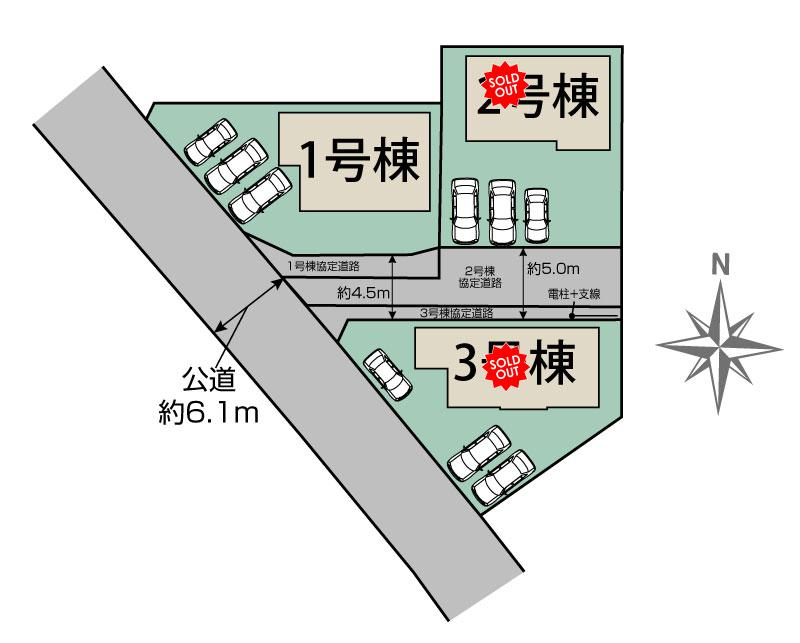 ブルーミングガーデン福島市方木田四斗蒔田３棟の見取り図