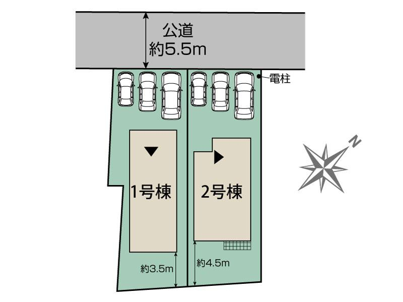那覇市宇栄原2丁目2棟 区画図 【販売中物件：1号棟、2号棟】