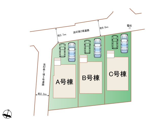 全体区画図☆ 【販売中物件：A号棟、B号棟、C号棟】