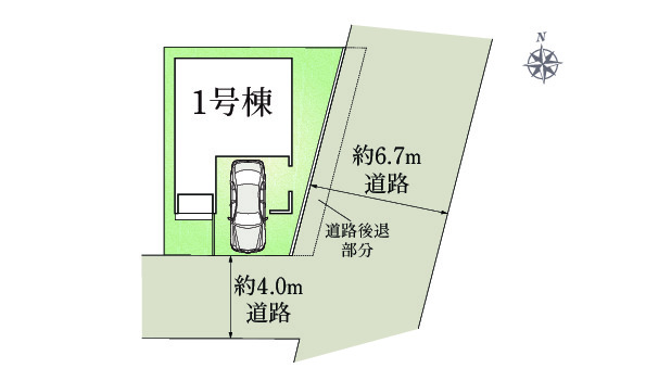 1号棟　区画図面　駐車場スペースあり