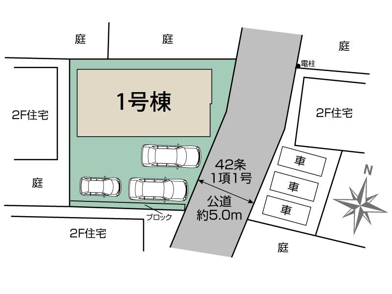 幸手市緑台1丁目2期1棟 区画図 【販売中物件：1号棟】