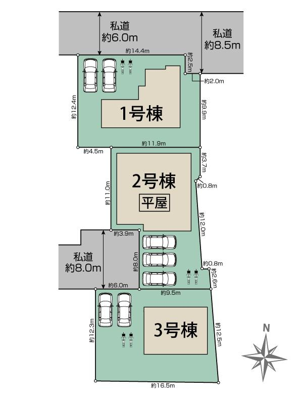 葛城市林堂2期3棟 区画図 【販売中物件：1号棟、2号棟、3号棟】