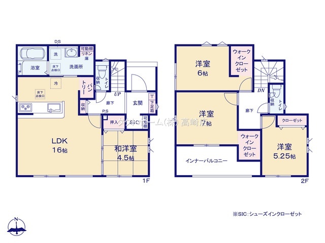 グラファーレ4381前橋市下新田町２期１棟の見取り図