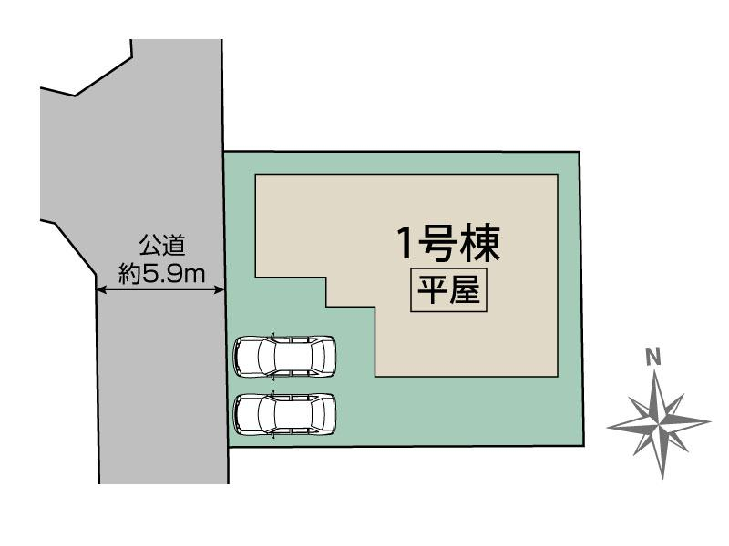水戸市千波町5期1棟 区画図 【販売中物件：1号棟】