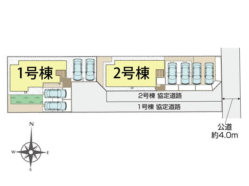 沼津市下香貫木ノ宮2棟 区画図 【販売中物件：1号棟、2号棟】