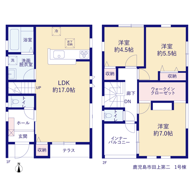 リーブルガーデン鹿児島市田上第二の見取り図