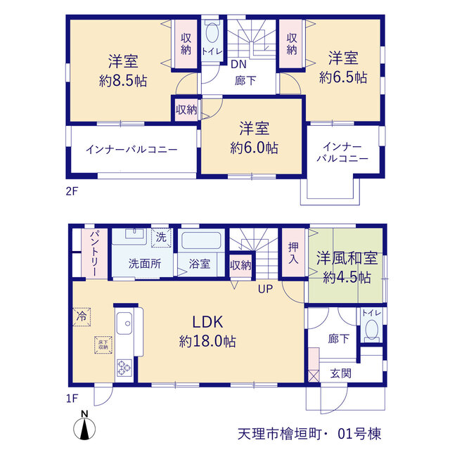 リーブルガーデン天理市檜垣町の見取り図