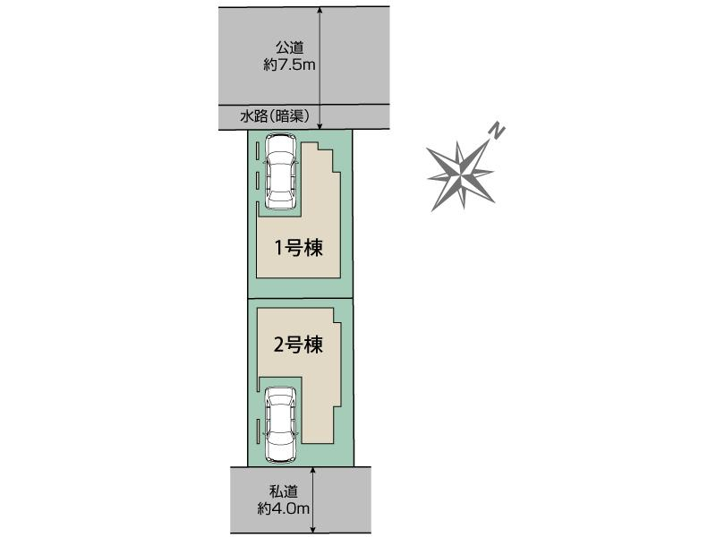 川口市柳崎1丁目2棟 区画図 【販売中物件：1号棟、2号棟】