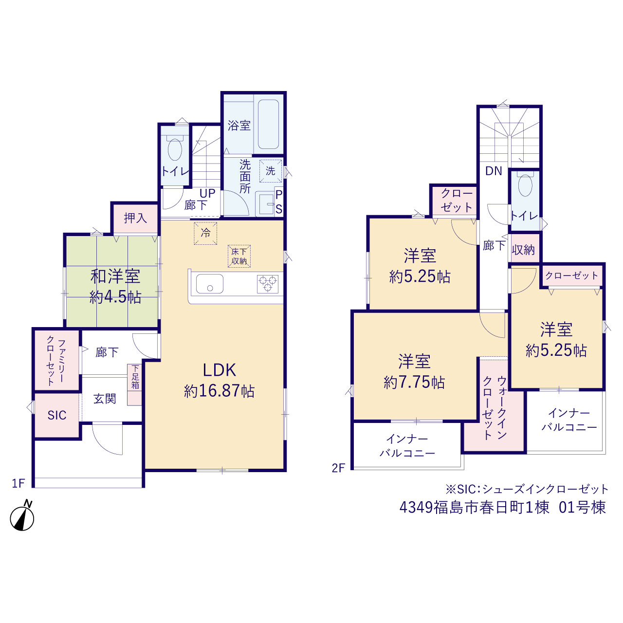 グラファーレ4349福島市春日町１棟の見取り図
