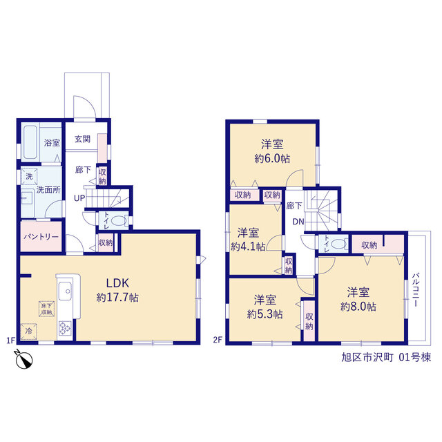 リーブルガーデン旭区市沢町の見取り図