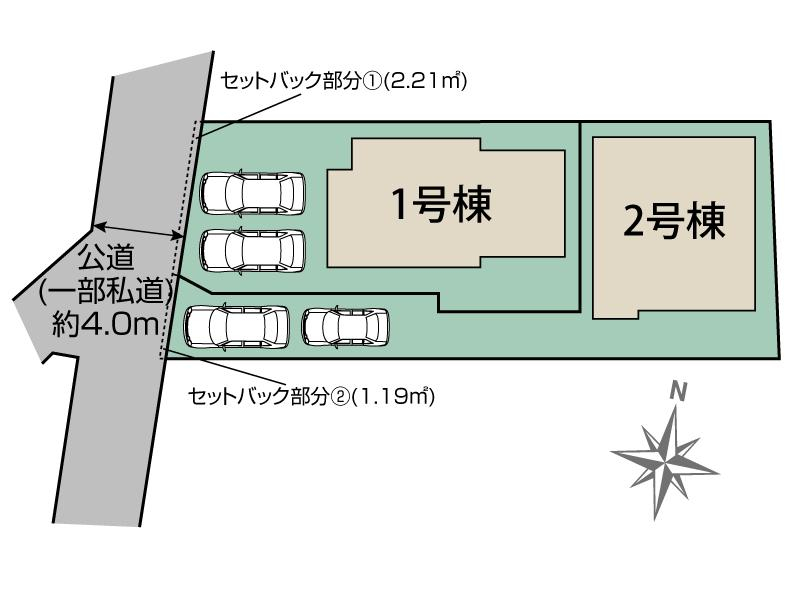 東久留米市下里花小金井2棟 区画図 【販売中物件：1号棟、2号棟】