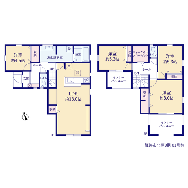 リーブルガーデン姫路市北原8期の見取り図