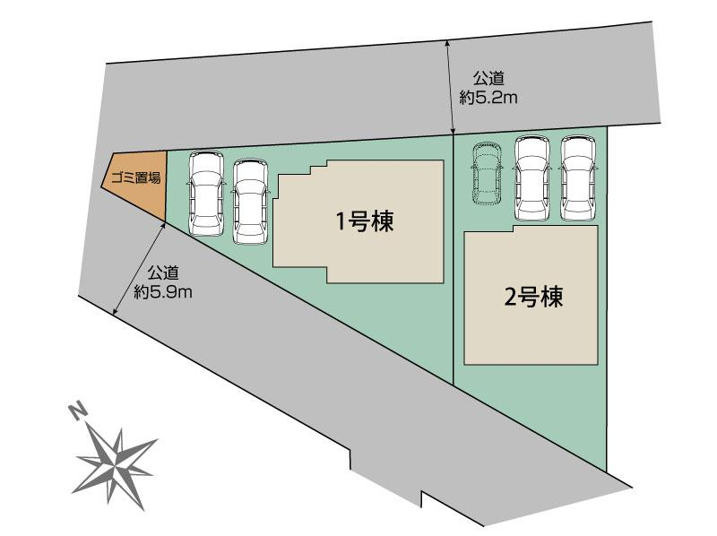 ブルーミングガーデン高砂市緑丘１丁目２棟の見取り図