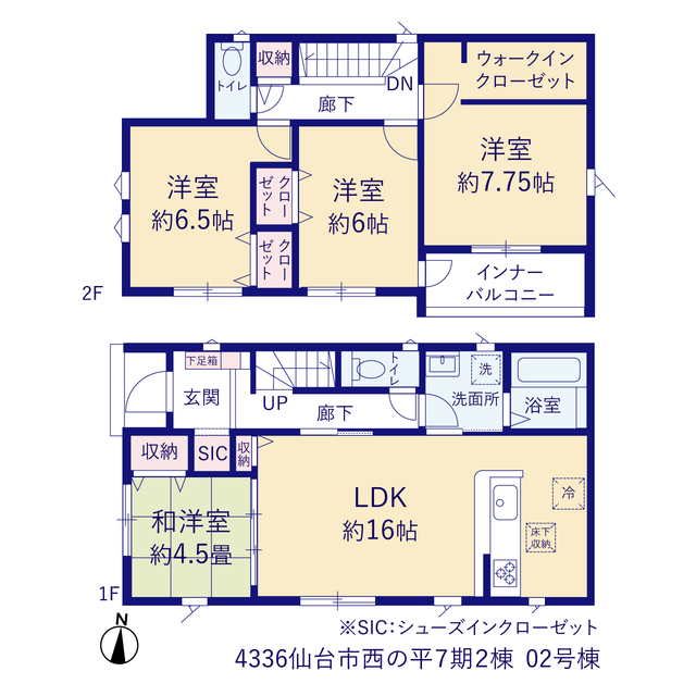 グラファーレ4336仙台市西の平７期２棟の見取り図