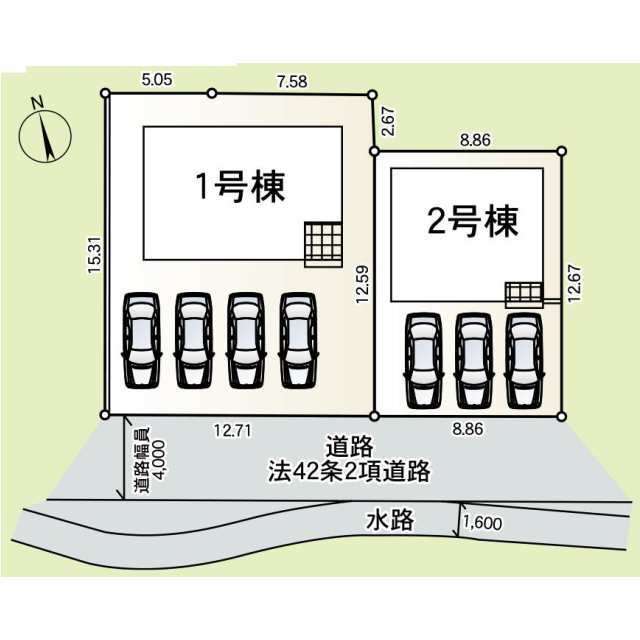 【販売中物件：1号棟、2号棟】