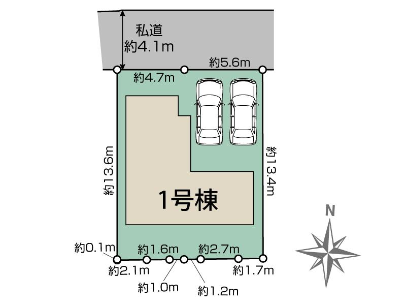 生駒市小平尾町1棟 区画図 【販売中物件：1号棟】