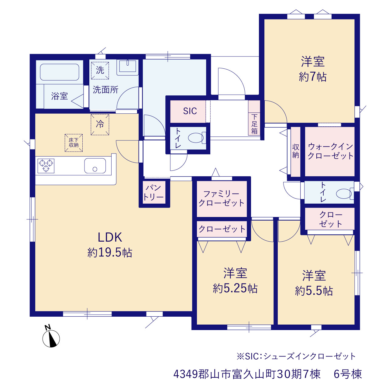 グラファーレ4349郡山市富久山町３０期７棟の見取り図