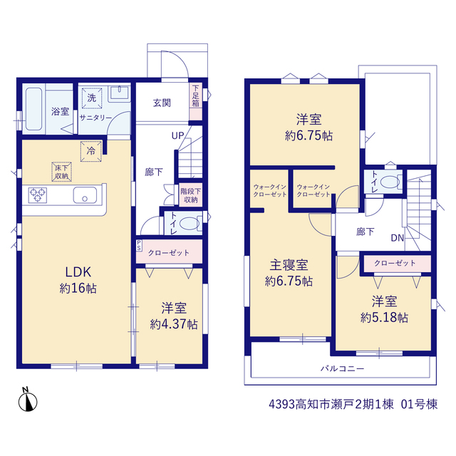 グラファーレ4393高知市瀬戸２期１棟の見取り図