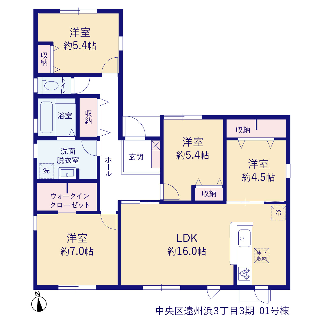 リーブルガーデン中央区遠州浜３丁目３期の見取り図