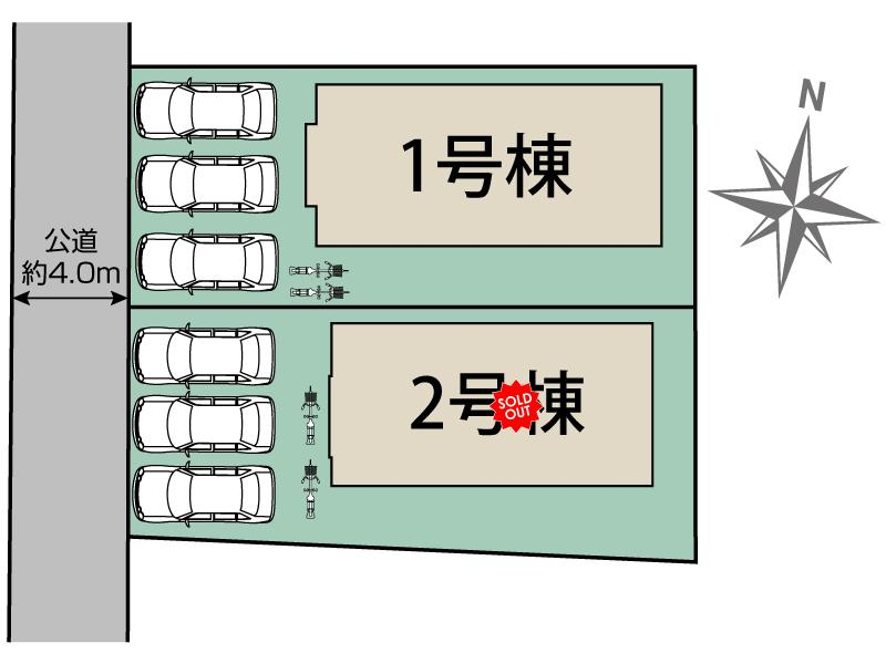 ブルーミングガーデン宇都宮市陽東４丁目　２棟の見取り図