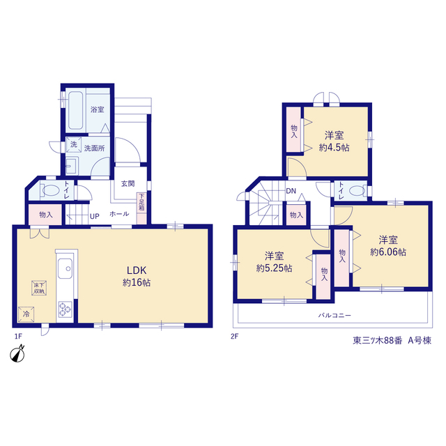 ハートフルタウン東三ﾂ木88番の見取り図