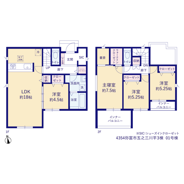 グラファーレ4354弥富市五之三川平３棟の見取り図