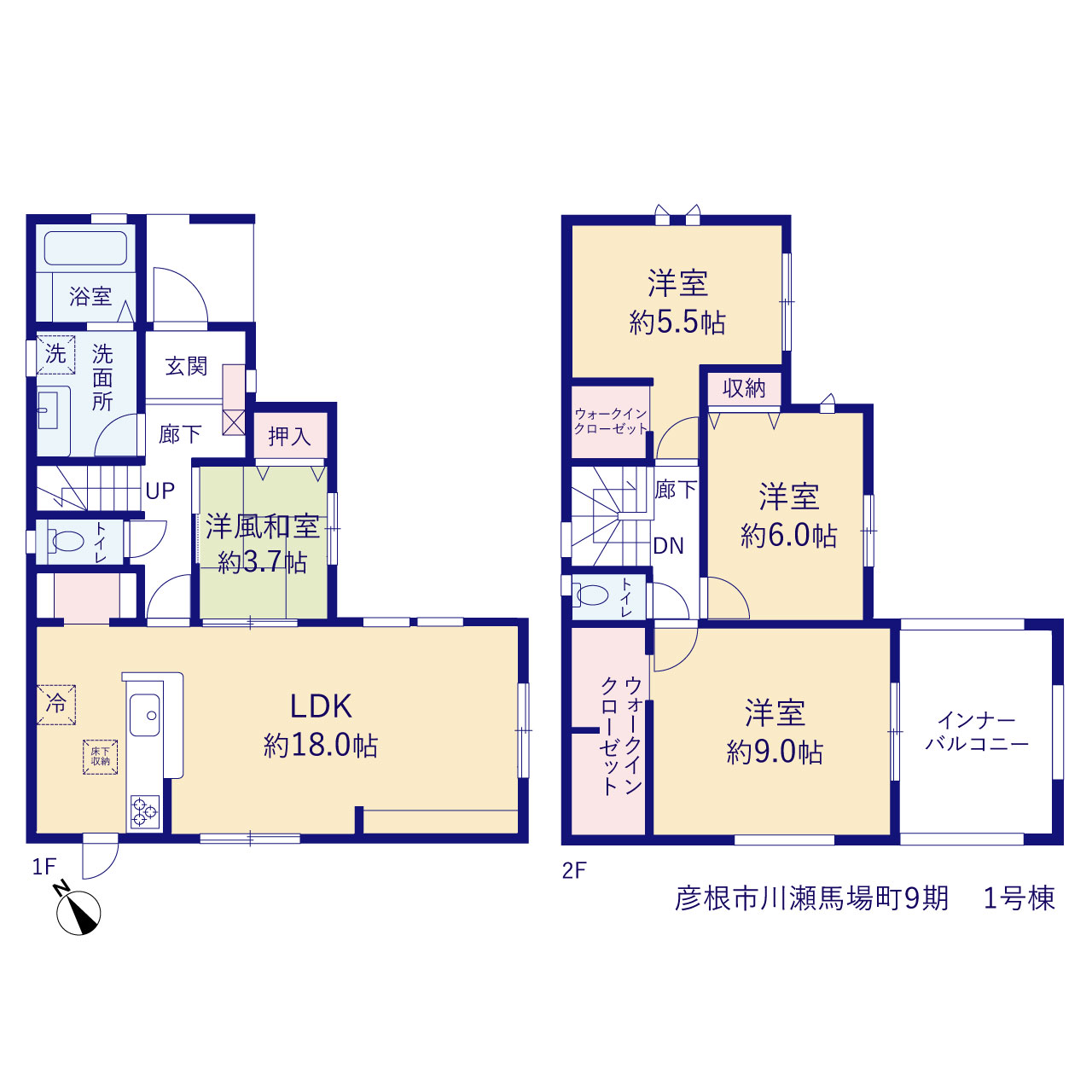 リーブルガーデン彦根市川瀬馬場町９期の見取り図