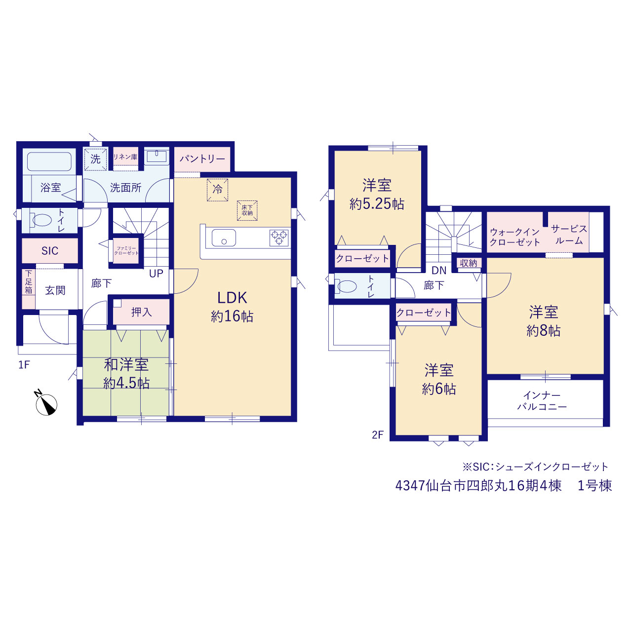 グラファーレ4347仙台市四郎丸１６期４棟の見取り図