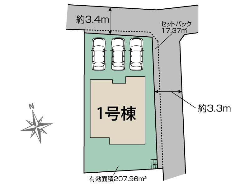 北名古屋市六ツ師南屋敷1棟 区画図 【販売中物件：1号棟】