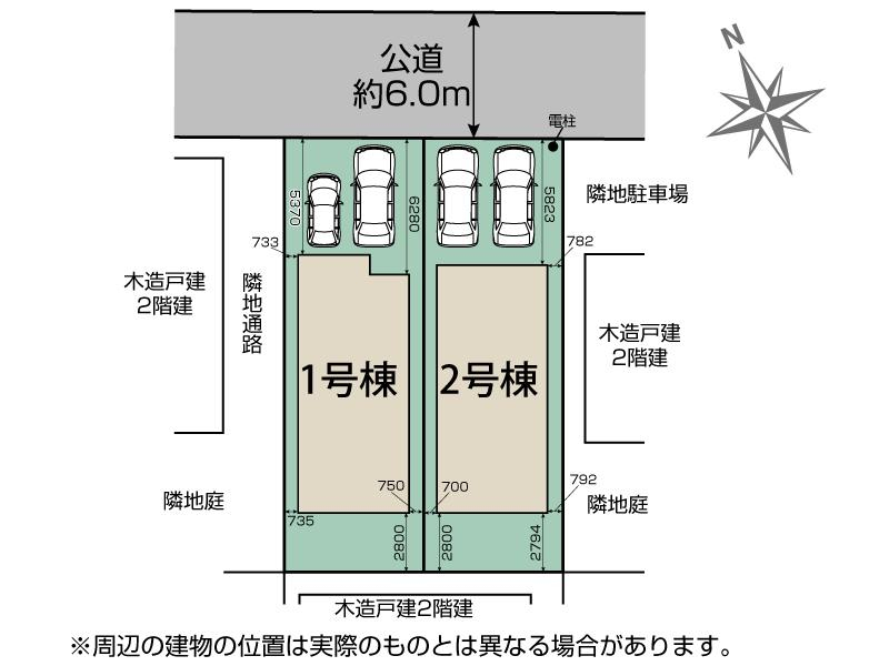 坂戸市溝端町4期2棟 区画図 【販売中物件：1号棟、2号棟】