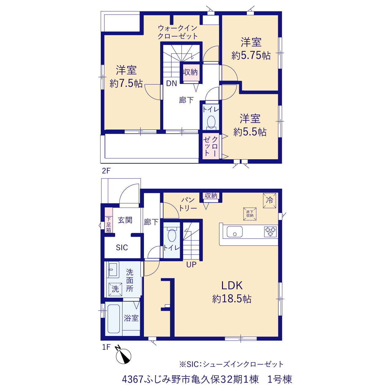 グラファーレ4367ふじみ野市亀久保３２期１棟の見取り図