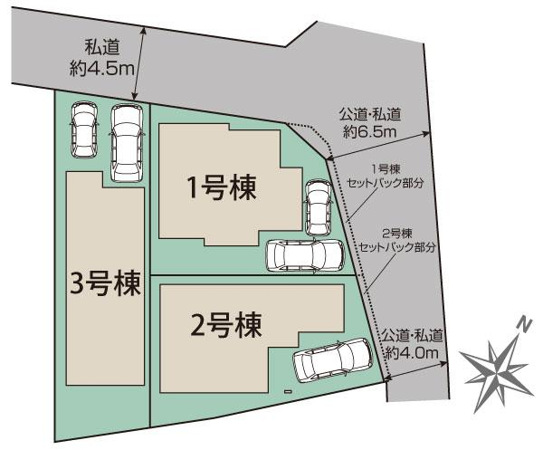 横浜市旭区本村町3棟 区画図 【販売中物件：1号棟、2号棟、3号棟】