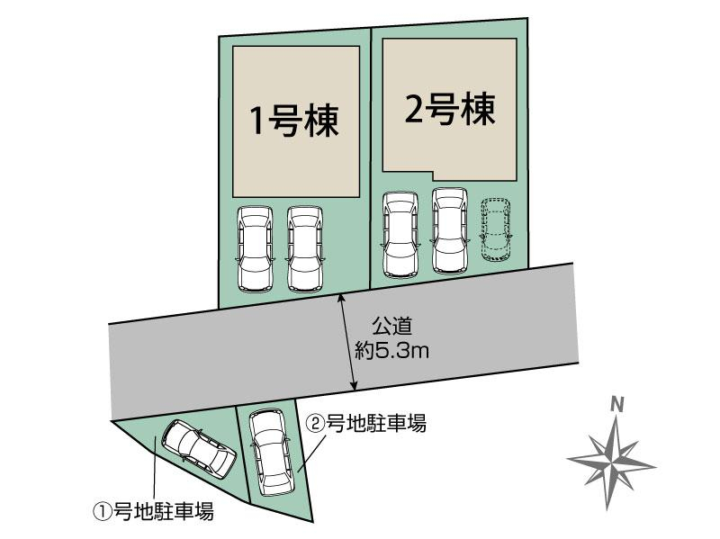 春日市桜ケ丘3丁目2棟 区画図 【販売中物件：1号棟、2号棟】