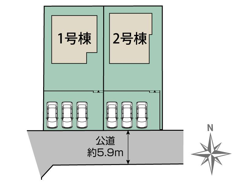 大野城市乙金台2丁目2棟 区画図 【販売中物件：1号棟、2号棟】