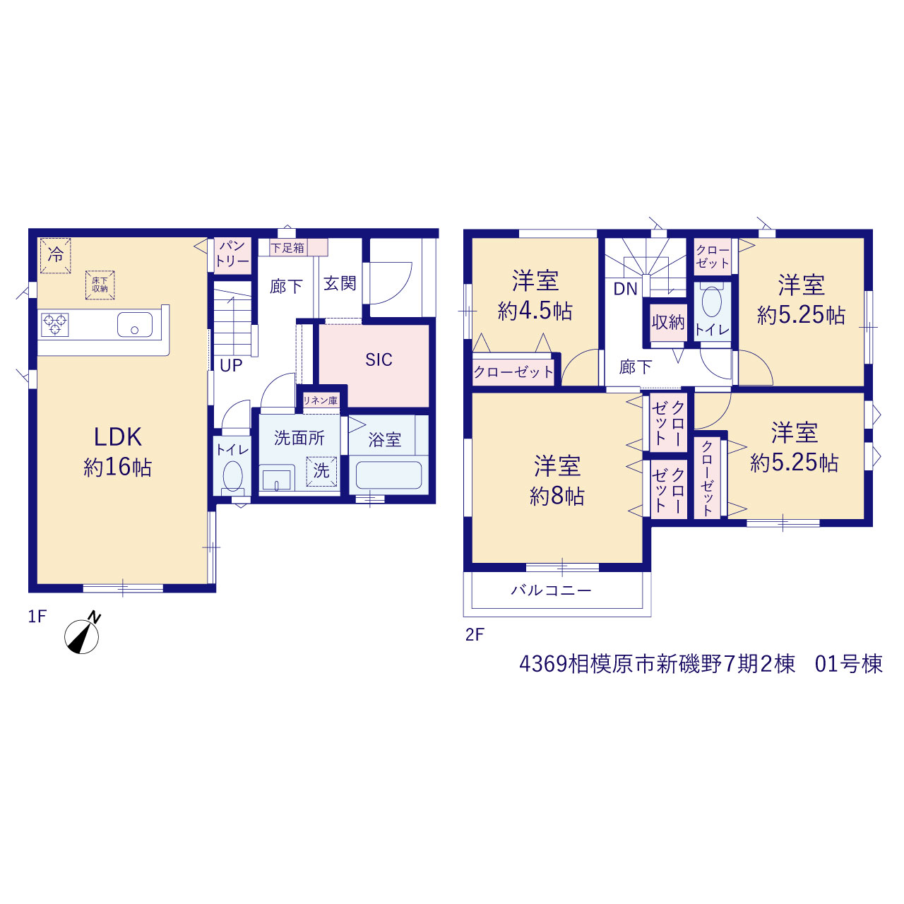グラファーレ4369相模原市新磯野７期２棟の見取り図