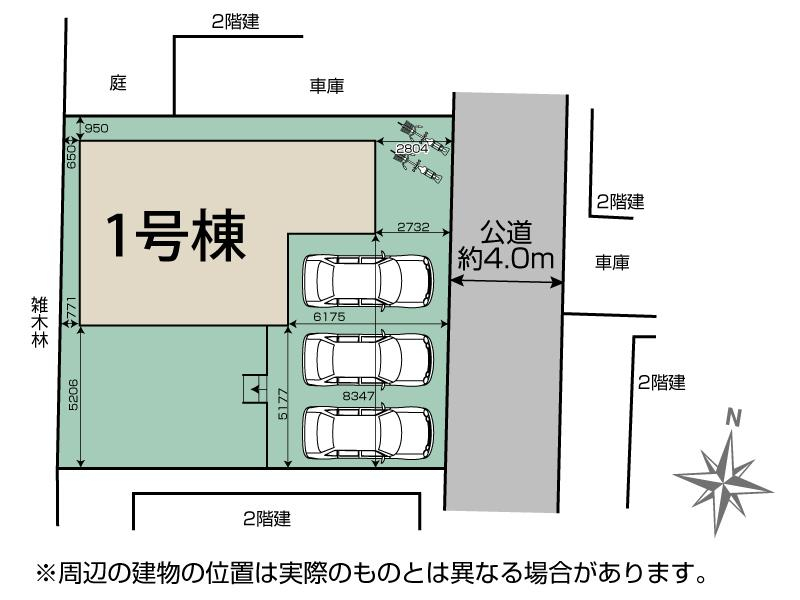 所沢市北中3丁目1棟 区画図 【販売中物件：1号棟】