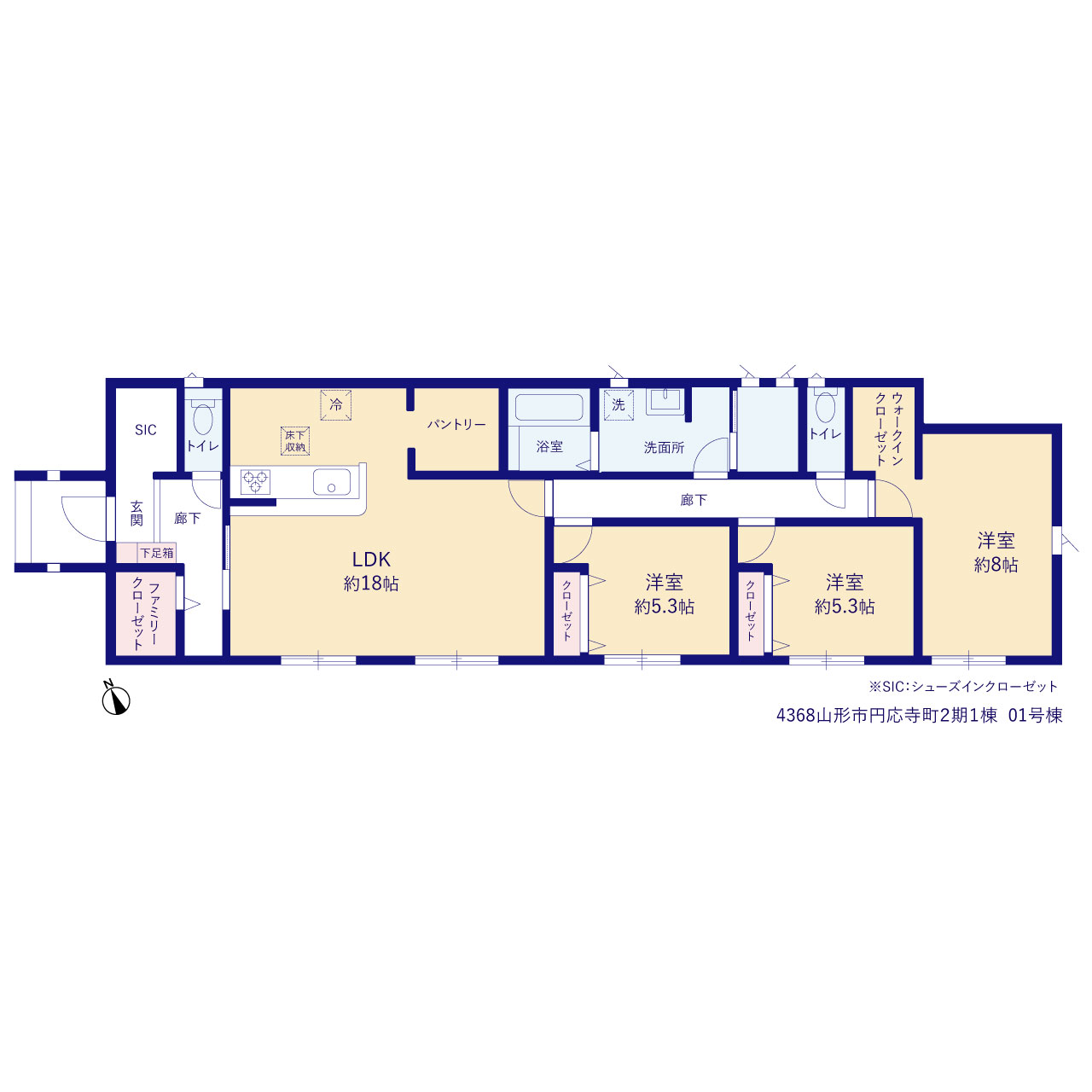 グラファーレ4368山形市円応寺町２期１棟の見取り図