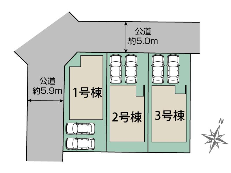 千葉市若葉区千城台南1丁目3棟 区画図 【販売中物件：1号棟、2号棟、3号棟】