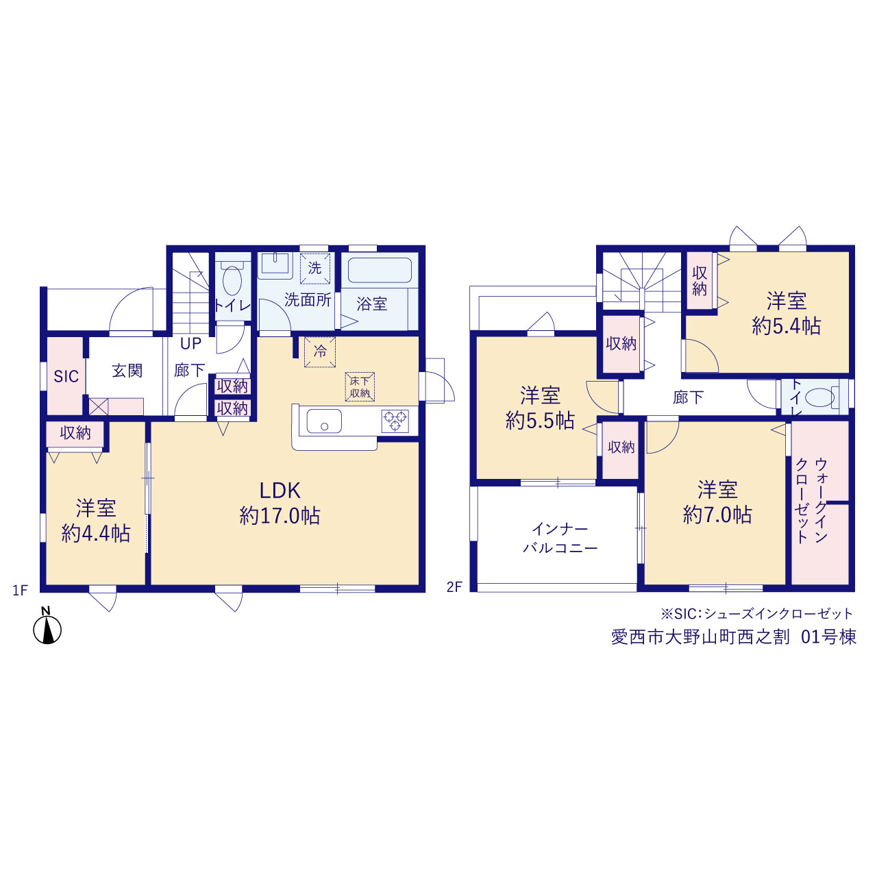 リーブルガーデン愛西市大野山町西之割の見取り図
