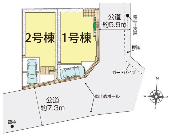練馬区上石神井4丁目2棟 区画図 【販売中物件：1号棟、2号棟】