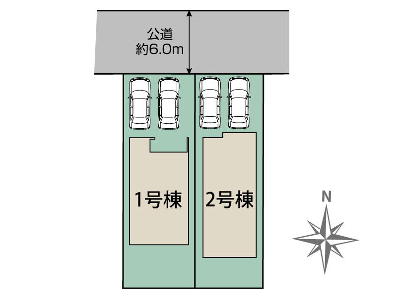 我孫子市湖北台2丁目2棟 区画図 【販売中物件：1号棟、2号棟】
