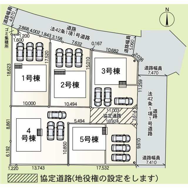 【販売中物件：1号棟、2号棟、3号棟、4号棟、5号棟】