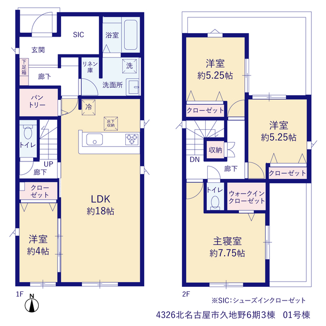 グラファーレ4326北名古屋市久地野６期３棟の見取り図